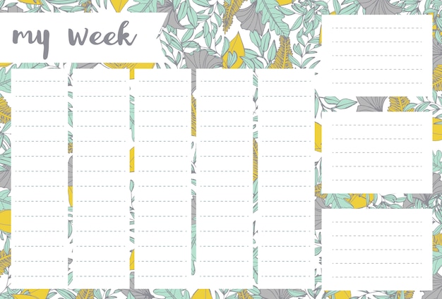 Weekly planner with flowers