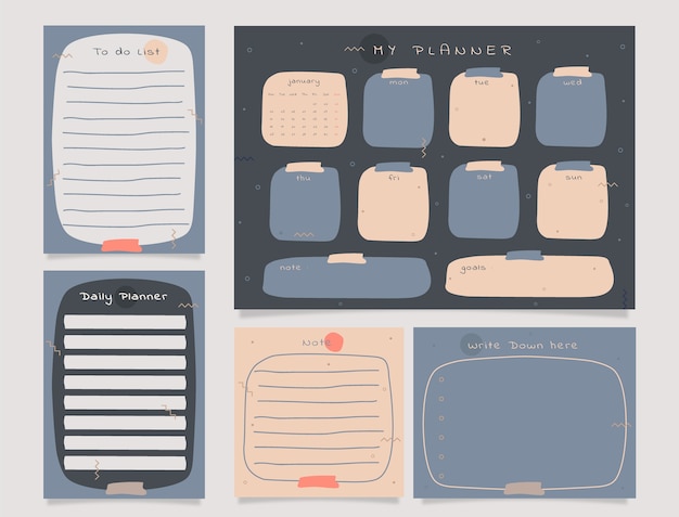 weekly planner with grey theme graphic