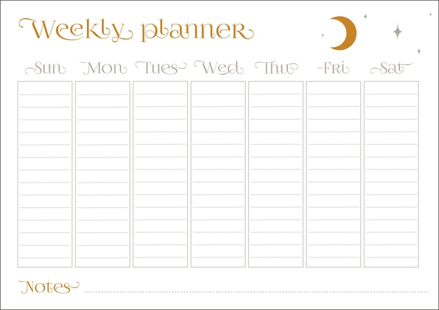 Vector weekly planner