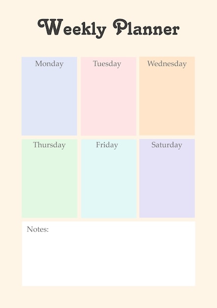 Vector weekly planner