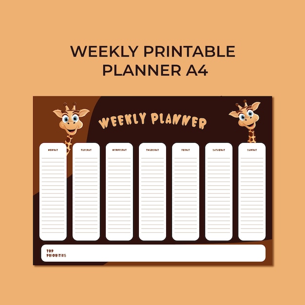 Vector weekly planner