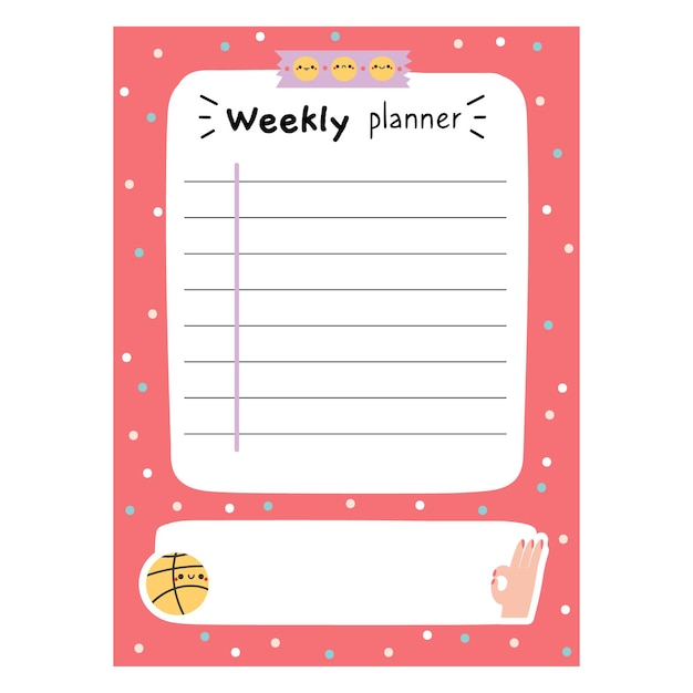 Vector weekly planners doodle daily planner daily note art illustration