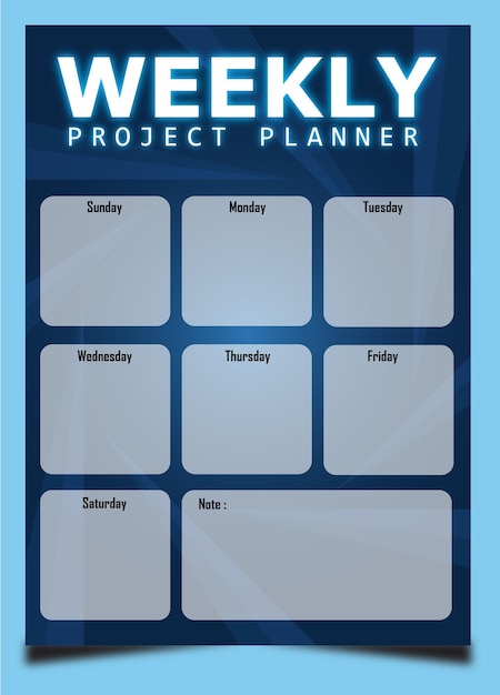 Weekly project planner neon