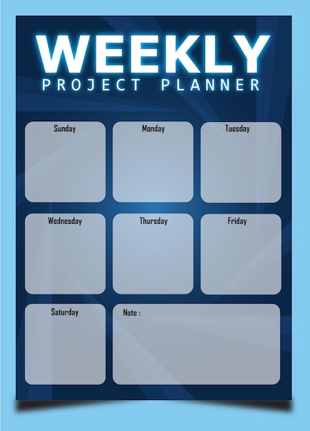 Vector weekly project planner neon