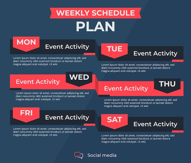 Vector weekly schedule plan flyer poster template