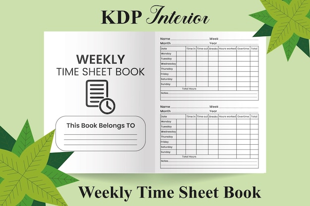 Vector weekly time sheet log book