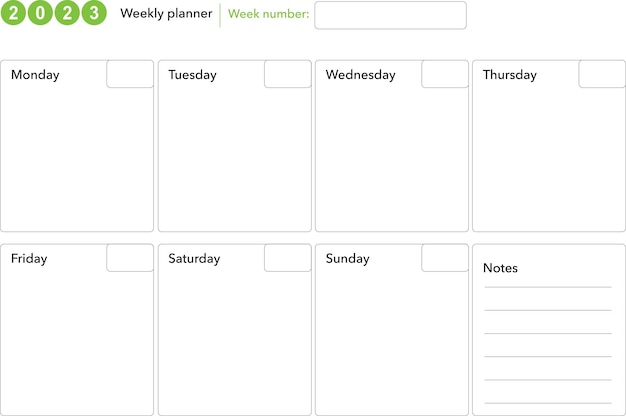 Vector weekplanner 2023