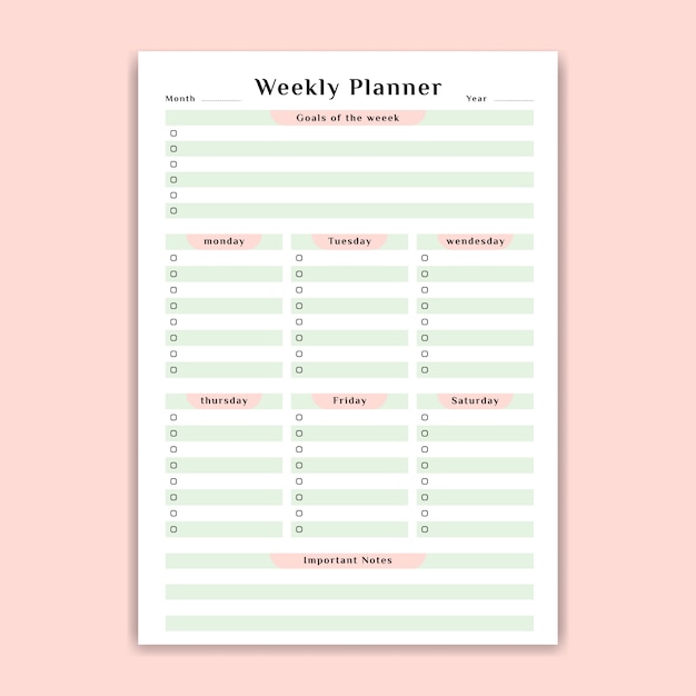 Weekplanner met takenlijst