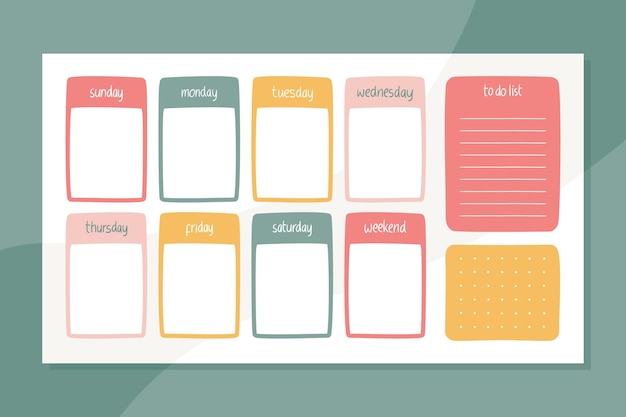 Weekplannersjabloon met organische vorm