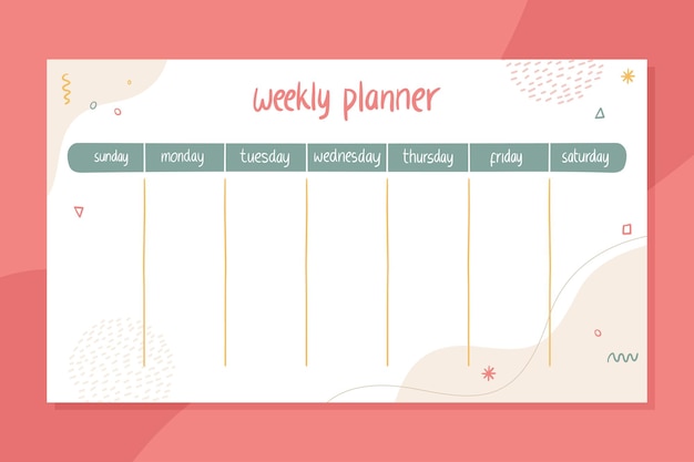 weekplannersjabloon met organische vorm