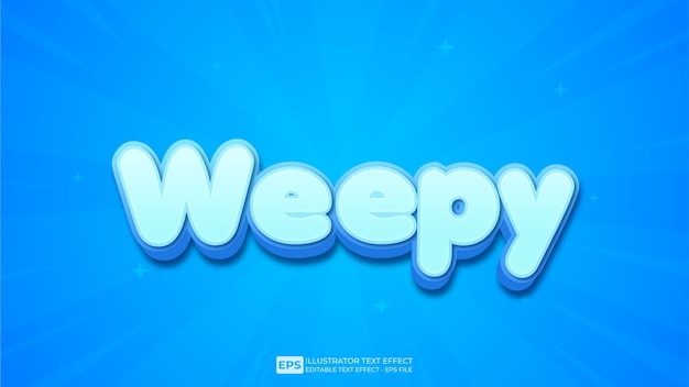 Weepy 編集可能な 3d テキスト効果フォント イラスト