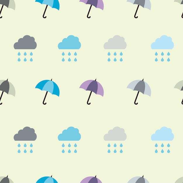 Weer Naadloos Patroon Paraplu en Regen EPS 10 Gratis Vector