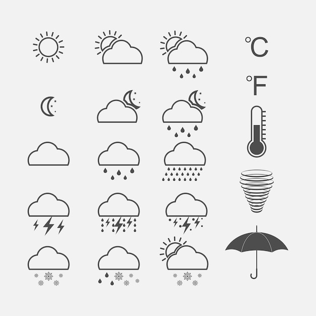 Weer pictogrammen vector pack