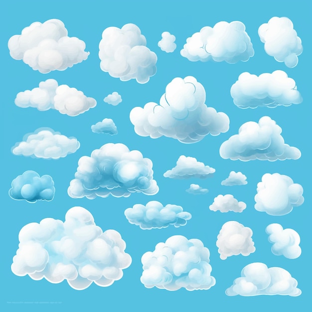 weer wolken hemel witte set blauwe wolken vector illustratie collectie abstract symbool lucht s