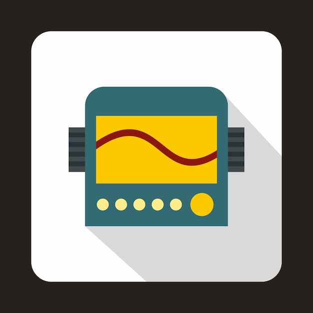 Weergave met cardiogram ecg-machinepictogram in platte stijl op een witte achtergrond