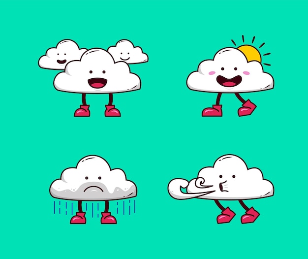 Weersvoorspelling met wolk cartoon mascotte illustratie