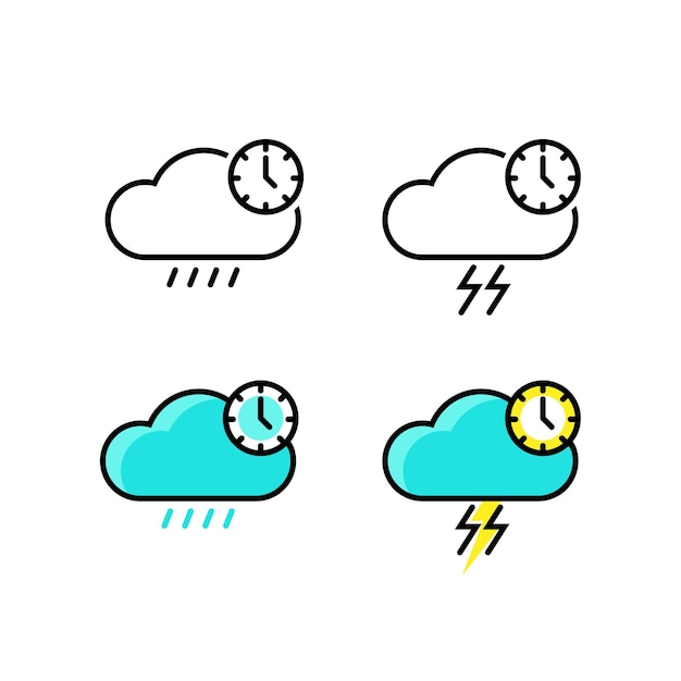 Weersymbool met wolk en klokillustratie