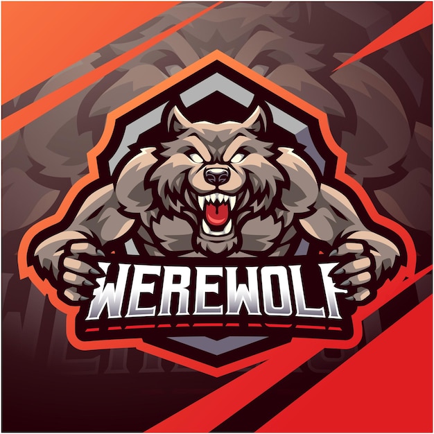 Weerwolf esport mascotte logo ontwerp