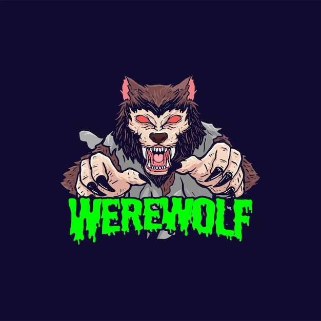 Vector weerwolf illustratie horror ontwerp poster