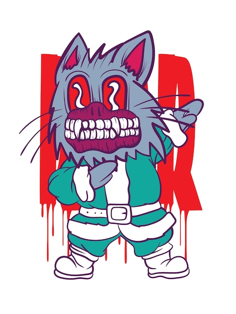 weerwolf illustratie met Japanse stijl voor kaijune evenement