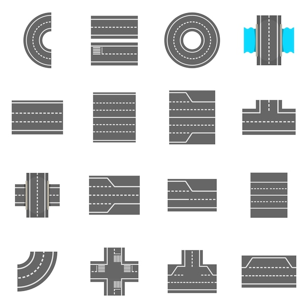 Weg elementen constructor pictogrammen instellen