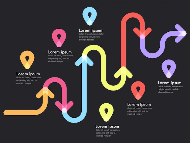 Weg manier locatie infographic sjabloon met pin pointer