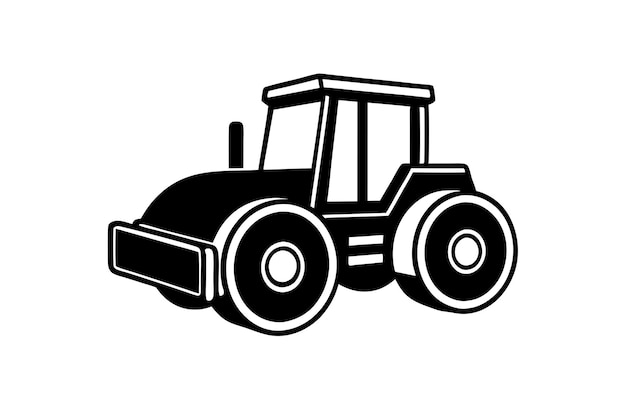 Wegbouw Weg Roller silhouet vector illustratie geïsoleerd op een witte achtergrond