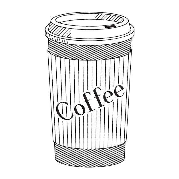 Wegwerp koffiekopje schets illustratie