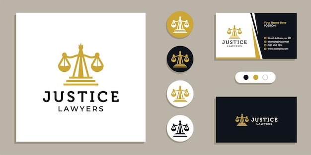 무게 저울, 정의 법률 사무소 로고 및 명함 디자인 템플릿 영감
