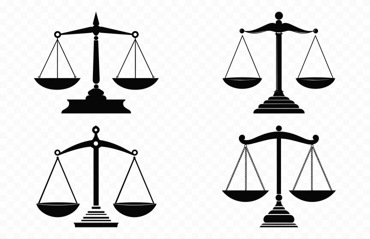 Vector weight balance scale silhouette vector bundle beam balance scale silhouettes set measuring scales
