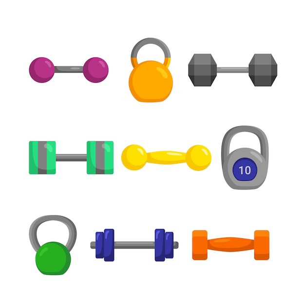 Weight dumbbell set cartoon vector illustration