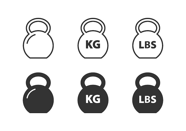 Вектор Вес кг значок веса фунта простая плоская и контурная иконка спортивный символ векторная иллюстрация