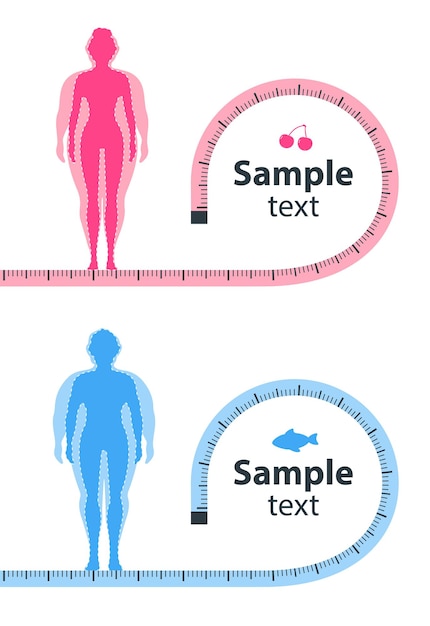 벡터 체중 감량 개념 다이어트가 사람의 체중에 미치는 영향