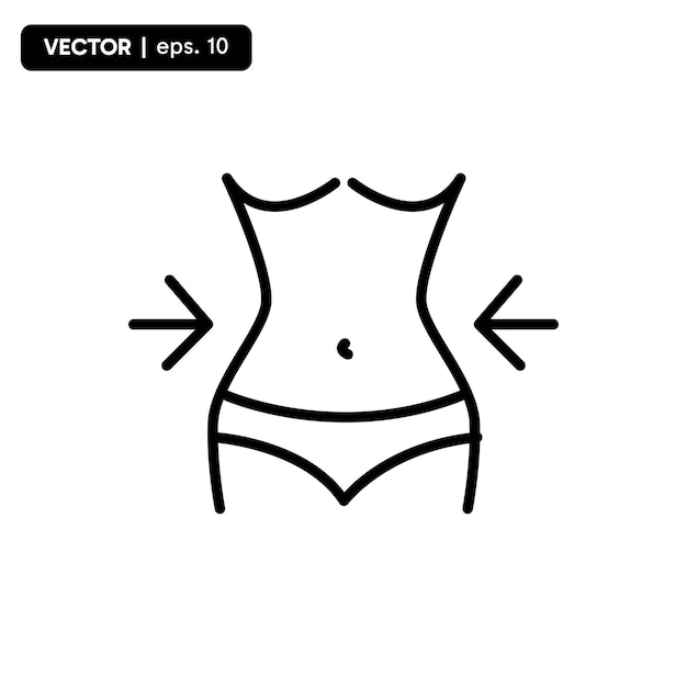 Weight loss line icon fitness and sport slim body with measuring tape sign vector graphics a linear pattern on a white background eps 10