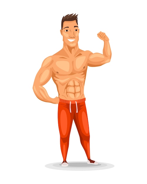 Weight loss. Man and after diet poses. Cartoon funny character on white background. Muscular guy after lose weight