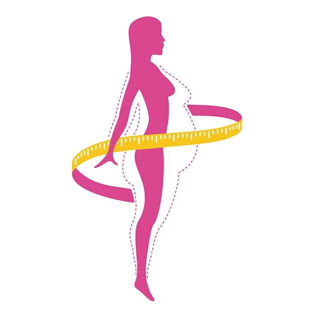 Vector weight loss program logo isolated icon female silhouette with fat and slim body comparsion