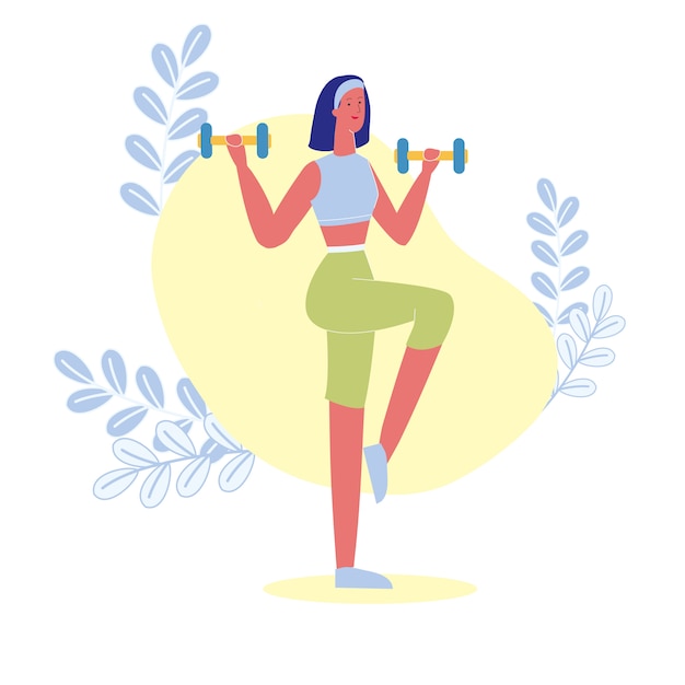 Vector weight loss, sport training vector illustration