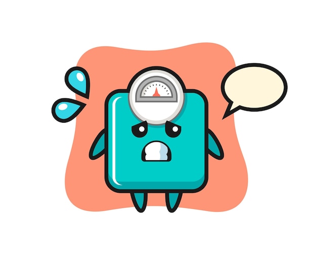 Vector weight scale mascot character with afraid gesture , cute style design for t shirt, sticker, logo element