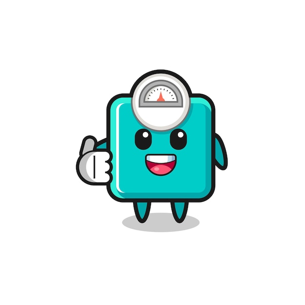 Weight scale mascot doing thumbs up gesture cute design