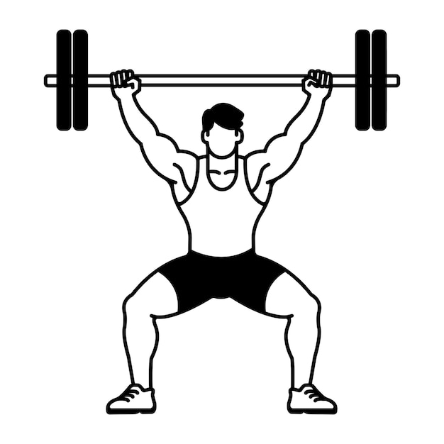 Vector weightlifter doing a squat clip art vector illustration
