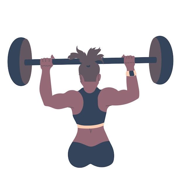 Weightlifting female athlete vector illustration