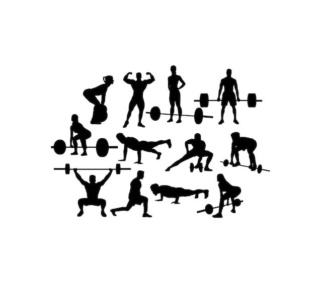 Weightlifting silhouettes art vector design