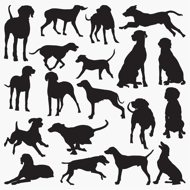 Weimaraner Dog Silhouettes 