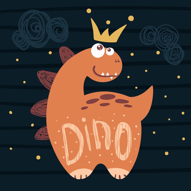 Weinig prinses, leuke Dino - grappige illustratie.