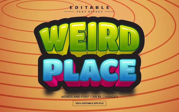 Vector weird place 3d editable text effect template