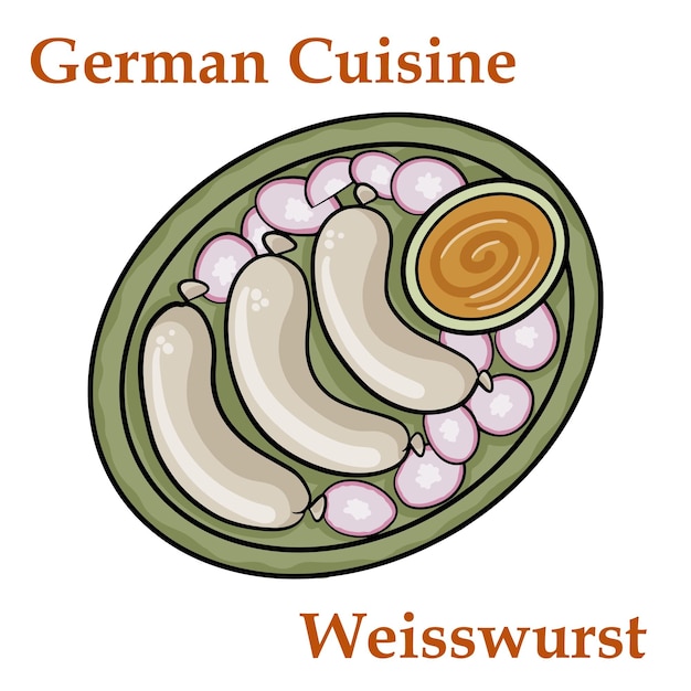 다진 송아지 고기와 돼지 고기로 만든 Weisswurst 화이트 소시지
