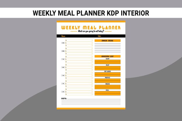 Vector wekelijkse maaltijdplanner kdp interieur