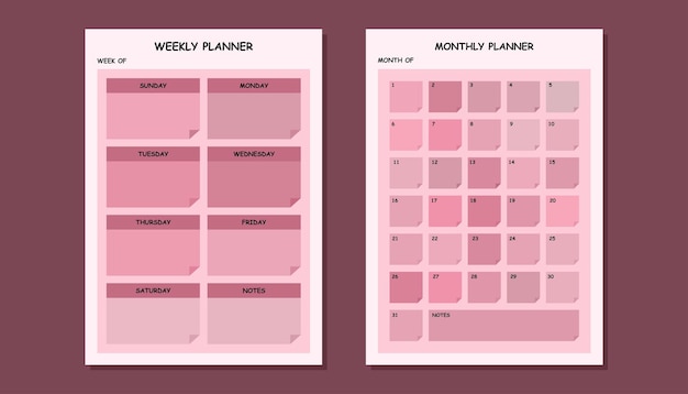 Wekelijkse planner en maandelijkse planner-sjabloon