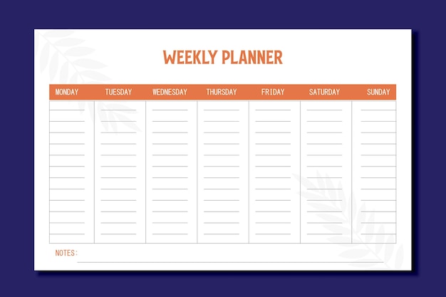 Wekelijkse planner lijst ontwerp sjabloon