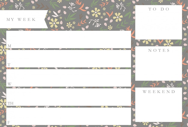 Wekelijkse planner met bloemen